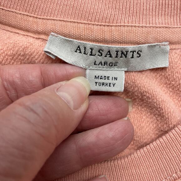 Allsaints Navarre Cropped Sweatshirt Womens L Peachy Pink Slouchy Boxy Lounge - Picture 4 of 9